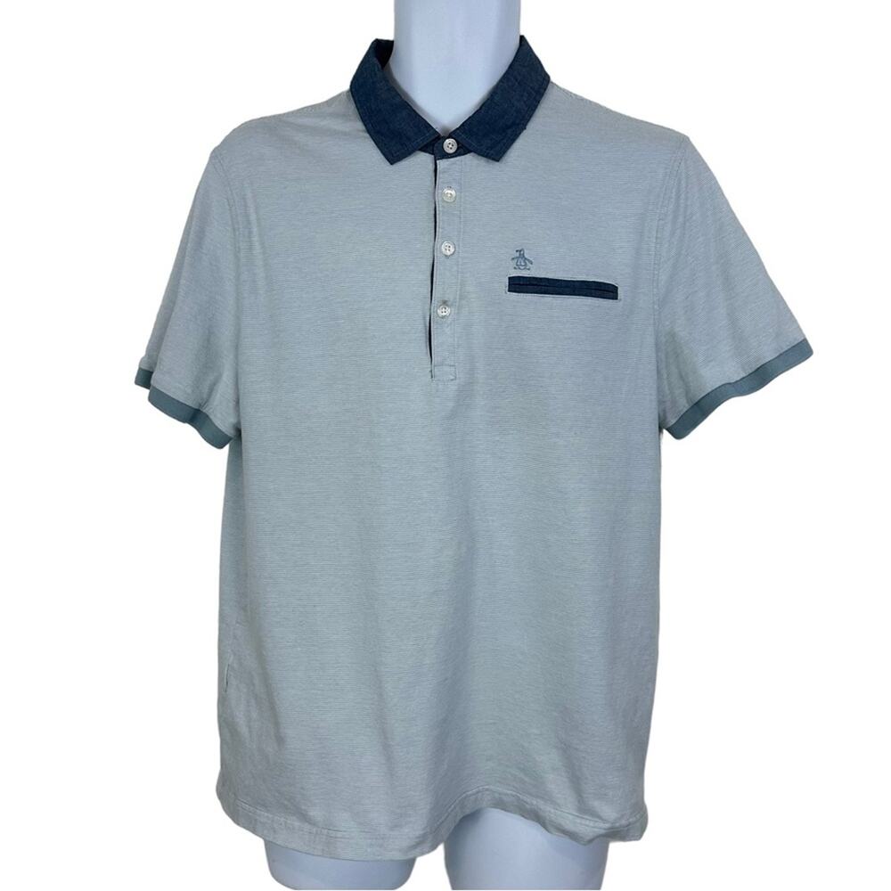 Original Penguin Munsingwear Heritage Slim Fit Polo Sz XL Blue Cotton